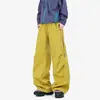 Calça Esportiva Casual Plissada de Perna Larga com Zíper Lateral, Estilo Montanha, Repelente à Água, Funcional para Montanhismo ao Ar Livre Masculina
