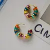 Pendientes de aro redondos gruesos geométricos de esmalte de color Baihe blanco pendientes vintage personalidad femenina europea y americana