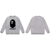 Moletom BAPE com estampa de cabeça de macaco estilo japonês, tendência transfronteiriça, gola redonda, unissex, corte solto, jaqueta de manga curta para outono e inverno