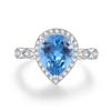 Anel de safira de cristal pontiagudo atacado de fábrica novo europeu e americano anel de diamante de cristal azul de prata S925 anel de presente de Dia dos Namorados