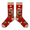 Calcetines de Algodón Navideños para Ventas Transfronterizas de Amazon, Talla Grande Unisex para Pareja, Calcetines Navideños de Tubo Alto, Calcetines Navideños Largos con Graffiti de Moda