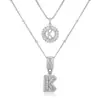 Collar con Colgante de Letra Inicial A-Z Transfronterizo Europeo y Americano Moda Personalidad Doble Capa Letra Colgante de Diamante Cadena de Clavícula