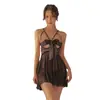 Camisola Sexy de Lingerie com Alças, Tamanho Grande, Laço, Estilo Princesa de Puro Desejo, Não Precisa Tirar, Roupa de Dormir Charmosa e Quente para Casa