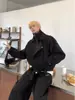 Jaqueta de Lã com Gola Dupla Estilo Coreano Masculina Tendência Nicho Moda Silhueta Solta de Alta Qualidade Jaqueta Lisa Top