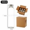 Vaso de Agua de Sodio Calcio Personalizado Transfronterizo de 500 ml Juego Tapa de Acero Inoxidable Botella de Vidrio Sellada Vaso Deportivo para Exteriores