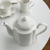 Pedido de Exportación al por Mayor Set de Té de Cerámica Blanca Pura de Lujo Accesible Francés Tetera para Té con Leche Taza de Café y Platillo