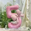 Decoración de pared para escena de cumpleaños de niña, globos con número para niña, celebración del 5º cumpleaños infantil, 3 accesorios fotográficos ceremoniales