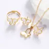 Cdd Aretes, Anillos y Collares de Moda Europeos y Americanos Juego de Tres Piezas Decoraciones Decoración de Mariposa de Nácar Fábrica de Origen