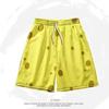 Pantalones cortos del mismo estilo con cintura elástica y cordón atado, pantalones de playa de verano de secado rápido, pantalones de pijama de pareja de dibujos animados de moda