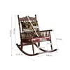 Mecedora Vintage de Madera Maciza Estilo Francés, Sillón Perezoso para Sala de Estar, Reclinable para Adultos, Adecuado para Dormir, Sillón Sofá de Ocio para Balcón, Lujo Ligero