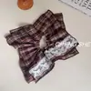 Bufanda Cuadrada a Cuadros Retro Nueva de Otoño Goma para el Cabello para Mujer Doble Capa Estilo Universitario Goma para Cola de Caballo Baja Accesorios para el Cabello