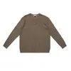 Suéter de Tricô Yutang Estilo Old Money Sofisticado Minimalista Cor Sólida Abotoado Gola Seagull para Homens, Blusa Solta de Manga Longa para Outono e Inverno