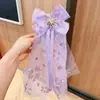 Acessórios de Cabelo Infantis Princesa Fada Laço Presilha Menina Véu de Tule Fita Flor de Cabelo Menina Pérola Gelo e Neve Acessórios de Cabelo