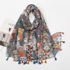 TikTok Explosiones Gato Perro Patrón Impreso Borla Toalla Larga Calle de Moda Todo-partido Bufanda para Mujer Chal Protector Solar