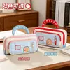 Linda cartuchera de casa pequeña a cuadros, alto atractivo estético, moderna para estudiantes, bolsa de almacenamiento de papelería de gran capacidad, cartuchera portátil