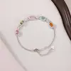 Yuebao Joyería Turmalina de Colores Plata de Ley S925 Forma de Huevo Mariposa Lujo Ligero Gama Alta Apilable Pulsera para Mujer Suministro Transfronterizo