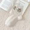 Calcetines de Peluche Lindos de Dibujos Animados de Media Pantorrilla para Mujer en Otoño, Calcetines Versátiles de Algodón con Felpa, Calcetines Zhuji al por Mayor