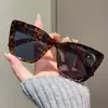 Óculos de Sol Estilo Popular Transfronteiriço Europeu e Americano Cat-Eye, Armação Quadrada Grande, Óculos Versáteis com Efeito Emagrecedor, Moda Ins e Sensação de Alto Padrão