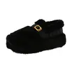 Zapatos peludos para mujer para uso en exteriores, nuevo modelo otoño e invierno 2026, doble uso, forrados de felpa, cálidos, sin cordones, suela gruesa, cómodos, zapatos de algodón que aumentan la altura para mujer