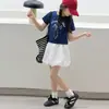 Conjunto de Roupa de Verão para Meninas 2026 Novo Casual Estilo Coreano com Laço Vestido Floral de Manga Curta para Crianças Mais Velhas