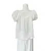 Blusa Babydoll Ligera de Ramio Natural Changxia de Jeju con Mangas Abullonadas Top Holgado Ropa Interior Blanca