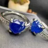 Anillos de Cristal Azul Natural al por Mayor, Anillos de Cristal de Vidrio Azul Transparente y Claro como el Hielo, Simples y Versátiles para Hombres y Mujeres