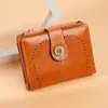 Cartera Retro de Mujer de Nicho Billetera Corta con Cremallera para Monedas Billetera de Moda Hebilla Plegable Porta Tarjetas Fina Venta al por Mayor