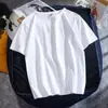 Camiseta de verão exclusiva transfronteiriça de manga curta para homens e mulheres, branco puro, top solto, camiseta, cor lisa, manga curta, roupa íntima, camada base