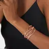 Pulsera de moda europea y americana minimalista personalidad multicapa hueca anillo abierto para el brazo nicho lujo geométrico pulsera cruz
