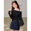 Cardigan de Tricô Trançado Estilo Coreano com Ombro Assimétrico e Botões Duplos para Mulheres 2026 Outono Inicial Novo Estilo Puro Desejo Camada Base