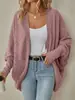 Ropa Europea y Americana 2025 Exportación Otoño e Invierno Nuevo Cárdigan de Punto Aliexpress Cárdigan de Color Puro de Punto de Punto de Longitud Media para Mujer