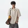 Camisa Listrada Falsa de Duas Peças com Manga Curta para Homens, Estilo Verão, Camisa Spliced de Manga Meia-Manga, Estilo Coreano Casual Estilo Casal Top Camiseta