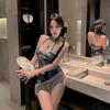 Lencería Sexy, Cheongsam Antiguo de Terciopelo, Lencería Sexy, Borlas, Estampado Sexy de Peonías, Tentación de Pura Pasión, Falda ceñida a la cadera para mujer