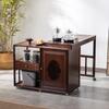 Nueva Mesa de Té China Pequeña para Apartamento Hogar Móvil Giratoria Telescópica Mesa de Té Pequeña Mesa de Té Integrada para Hervir Agua y Preparar Té Gabinete de Té