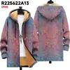 Chaqueta de Nuevo Estilo Transfronteriza con Elementos de Patrón Multicolor, Cárdigan con Capucha y Cremallera 87, Abrigo de Algodón Polar Espeso de Invierno con Forro Amarillo