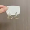 Brincos Koreanos Exquisitos Super Brilhantes com Diamantes Cortados Geometricamente em Forma de Triângulo Moda Elegante Elegante Estiloso Estilo Cool