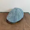 Gorra de Mezclilla con Visera de Cuero PU Estilo Retro Japonés Boina Versátil Reversible para Circunferencia de Cabeza Grande Gorra de Béisbol Adelgazante