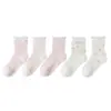 Fábrica de Calcetines Laibo Xy554 Nuevo Estilo de Verano Calcetines para Niños con Pequeños Moños Florales y Puños de Burbuja Calcetines de Malla