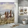 Amazon Comercio Electrónico Transfronterizo Más Vendido Impresión Digital de Alta Definición 3D Cortina de Ducha de Poliéster Impermeable Animal Caballo Venta Directa de Fábrica