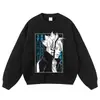 Moletom com capuz oversized estonado com estampa de anime, novo modelo outono e inverno, direto do fabricante