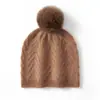 Cachemira Otoño/Invierno 2026 Nuevo Gorro de Punto Grueso Cálido de Moda Casual para Mujer Color Sólido con Patrón de Montaña