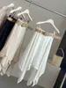 Saia irregular de algodão e linho em linha A para mulheres, cintura alta de verão, fluida, casual, versátil, elegante saia guarda-chuva, saia midi fashion