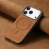 Funda magnética con sensación de piel adecuada para Apple 17Promax 16E/15Plus/14 Cubierta trasera para teléfono