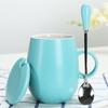 Suministro de fábrica, taza de cerámica con tapa y cuchara, taza de cerámica de gran barriga, taza al por mayor