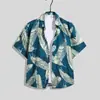 Camisa havaiana estilo Hong Kong masculina, moderna, solta, casual, manga curta, praia, floral, sanya, camisa de botão de viagem