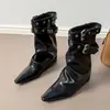 Botas de moda con punta fina de 5 cm, que aumentan la altura, para mujer, otoño e invierno, elegante estilo francés, nuevas botines estilo pantalón 2026
