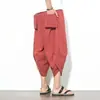Pantalones Capri de Verano Estilo Chino Sueltos Talla Grande Algodón y Lino Pantalones Cortos Anchos para Hombres Pantalones de Pierna Ancha Lino Casual Pantalones Haren Modernos