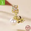 Yinziyun Original Plata de Ley S925 Chapada en Oro Joyería Accesorios Transfronterizo Corazón Abeja Pulsera DIY Cuentas