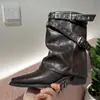 Botines Nuevos de Punta sin Cordones para Mujer Otoño/Invierno 2026, Botas de Moda de Piel Suave hasta la Rodilla, Botas Individuales para Combinar con Faldas