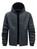 Chaqueta con capucha casual para hombre de primavera y otoño, chaqueta simple de color liso para jóvenes y mediana edad, top con cremallera resistente al desgaste y a las arrugas